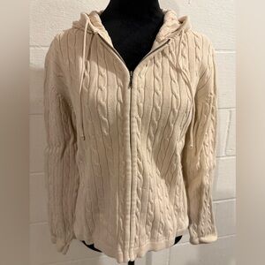 Cabela’s cream knit zip cardigan sweater. 100% cotton. Size L. Very gently loved